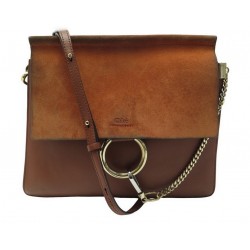 SAC A MAIN CHLOE FAYE MM CUIR & DAIM MARRON BANDOULIERE LEATHER HAND BAG 1790€