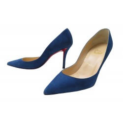 CHAUSSURES CHRISTIAN LOUBOUTIN APOSTROPHY 85 36 DAIM BLEU PUMPS SHOES 730€