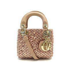 NEUF SAC A MAIN CHRISTIAN DIOR MICRO LADY CUIR ROSE STRASS BANDOULIERE BAG 3600€