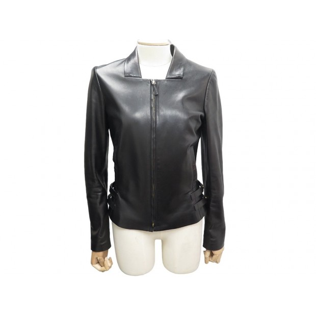 VESTE GUCCI CINTREE EN CUIR AGNEAU NOIR 40 IT 36 FR BLACK LEATHER JACKET 3500€