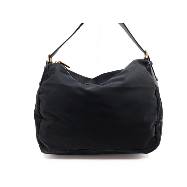 NEUF SAC A MAIN LANCEL JUNE HOBO ZIPPE MOYEN A08317 EN NYLON NOIR PURSE 275€