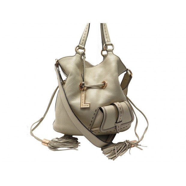 SAC A MAIN LANCEL PREMIER FLIRT MM A10110 CUIR GRAINE CREME BANDOULIERE BAG 730€