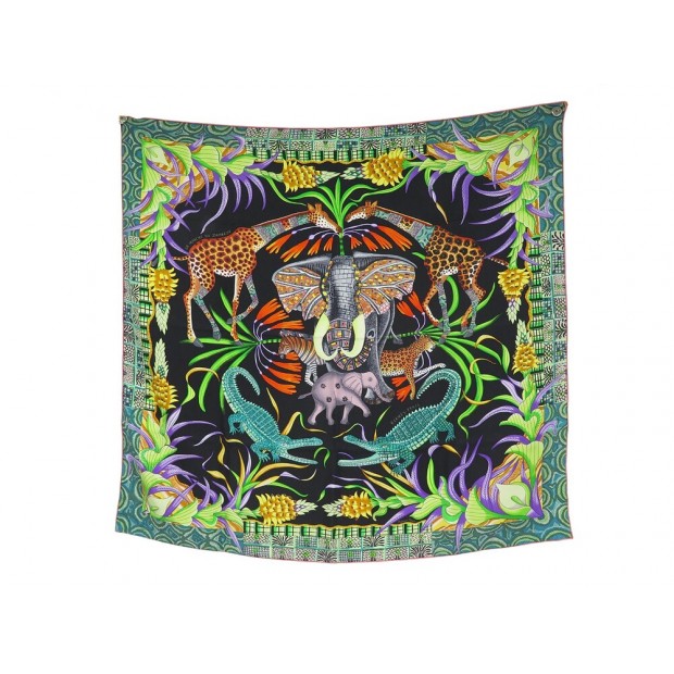 NEUF FOULARD HERMES LA MARCHE DU ZAMBEZE CARRE SOIE MULTICOLORE SILK SCARF NEW