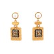 NEUF BOUCLES D'OREILLES CHANEL LOGO CC BOUTEILLE PARFUM METAL DORE EARRINGS 750€