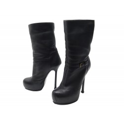 CHAUSSURES YVES SAINT LAURENT BOTTINES TRIBTOO 36 FOURREES CUIR BOOTS SHOE 1100€