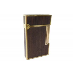 BRIQUET ST DUPONT LIGNE 2 SMALL BOIS MARRON PLAQUE OR GOLDEN PLATED LIGHTER 900€