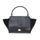 SAC A MAIN CELINE TRAPEZE GM CABAS CUIR PYTHON ET DAIM NOIR HAND BAG PURSE 4500€