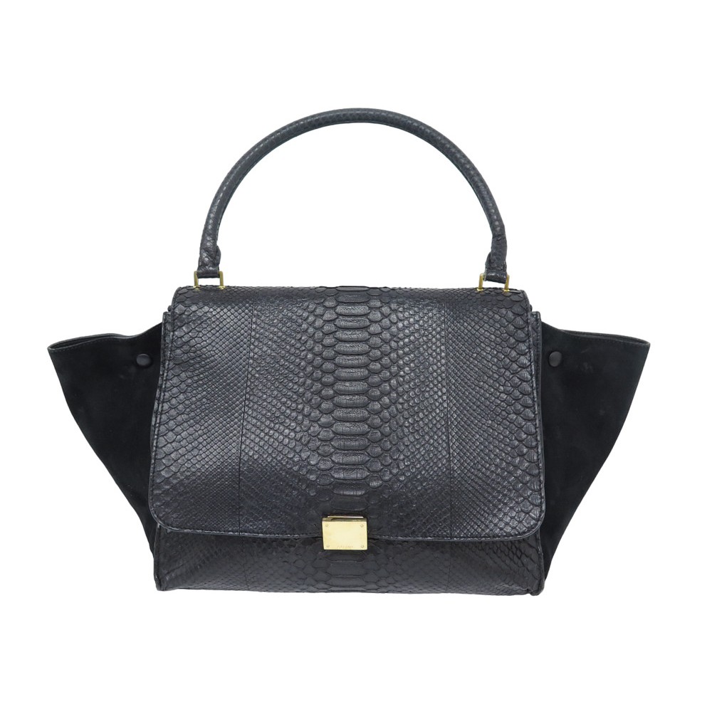 sac a main celine trapeze gm cabas cuir python et daim