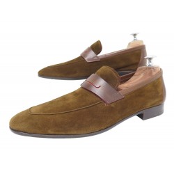 NEUF CHAUSSURES BERLUTI MOCASSINS LORENZO 7 41 DAIM CAMEL NEW SUEDE SHOES 1100€