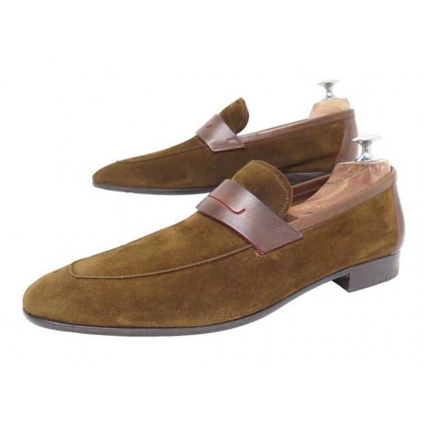 NEUF CHAUSSURES BERLUTI MOCASSINS LORENZO 7 41 DAIM CAMEL NEW SUEDE SHOES 1100€