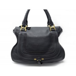 SAC A MAIN CHLOE MARCIE GM EN CUIR GRAINE NOIR LEATHER PURSE HAND BAG 2150€