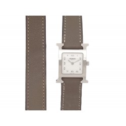 MONTRE HERMES HEURE H MM DOUBLE HH1.210 30 MM TOUR QUARTZ ACIER WATCH 2650€