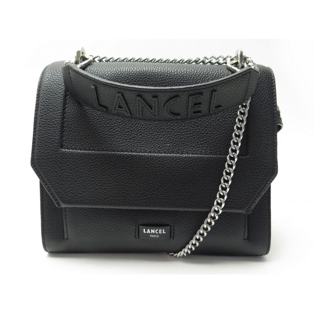 NEUF SAC A MAIN LANCEL NINON M A09222 CUIR GRAINE NOIR BANDOULIERE HAND BAG 630€