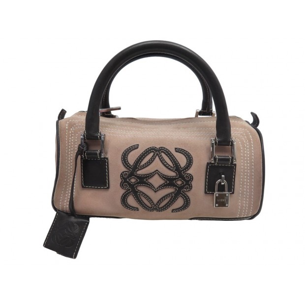 SAC A MAIN LOEWE AMAZONA EN DAIM ROSE ET CUIR SUEDE HAND BAG PURSE 2750€