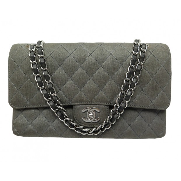 SAC A MAIN CHANEL TIMELESS CLASSIQUE BANDOULIERE TOILE GRISE HANDBAG PURSE 9850€