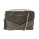 VINTAGE SAC A MAIN CHANEL CAMERA LOGO CC CUIR CHEVRON GRIS HAND BAG PURSE 6500€