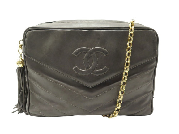 sac a main chanel camera logo cc cuir chevron