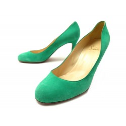 CHAUSSURES CHRISTIAN LOUBOUTIN ESCARPINS RON RON 85 42 DAIM VERT SHOES 695€