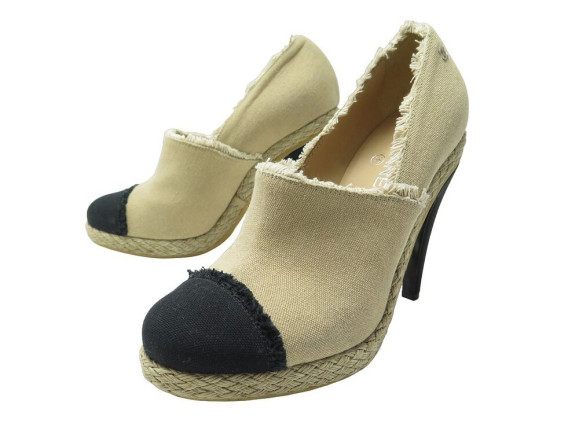 chaussures chanel espadrilles toile effilochee