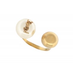 NEUF BAGUE SAINT LAURENT PERLE ET BOULE CASSANDRE T7 54 LAITON NEW RING 295€