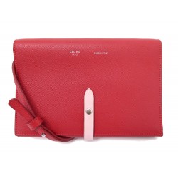 SAC A MAIN CELINE WALLET ON STRAP BANDOULIERE CUIR GRAINE ROUGE RED CLUTCH 850€