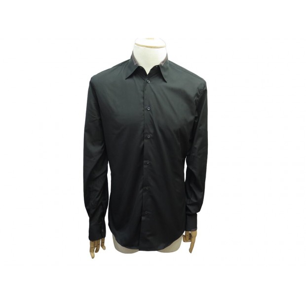 CHEMISE HERMES AJUSTEE COL DROIT 026250H20239 COTON NOIR M 39 15.5 SHIRT 470€