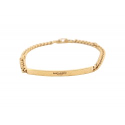 BRACELET SAINT LAURENT GOURMETTE T 19 L EN METAL DORE GOLD STEEL STRAP 400€