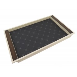 NEUF GRAND PLATEAU BERLUTI EN BOIS ET CUIR SIGNATURE NOIR ET BEIGE TRAY 1500€