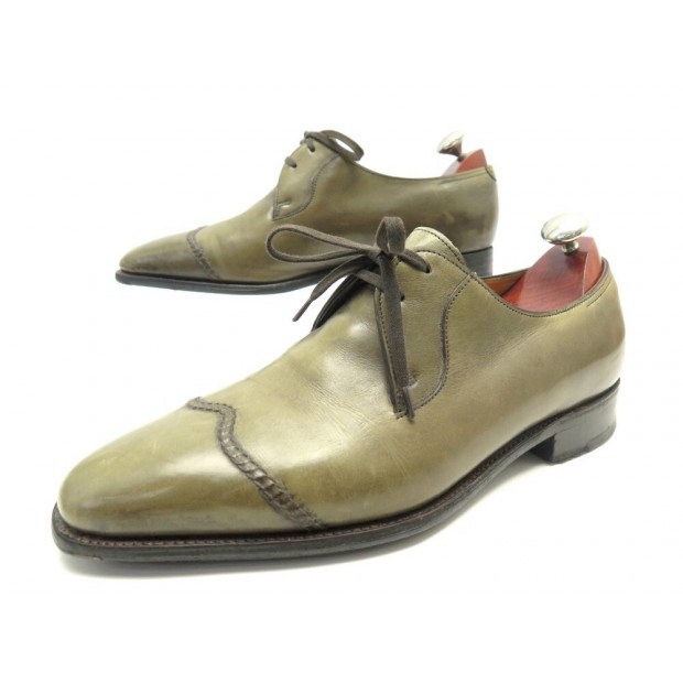 CHAUSSURES JOHN LOBB 2002 DERBY 7E 41 EN CUIR VERT + EMBAUCHOIRS SHOES 1835€