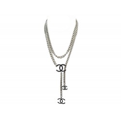 CEINTURE CHANEL CHAINE LOGO CC COLLIER EN METAL ARGENTE 80 BELT NECKLACE 1810€