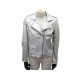 NEUF BLOUSON IRO PERFECTO EBYA EN CUIR ARGENTE VIEILLI 38 M LEATHER JACKET 1500€