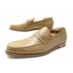 CHAUSSURES HERMES MOCASSINS KEITH 44.5 EN CUIR CAMEL LEATHER LOAFERS SHOES 704€
