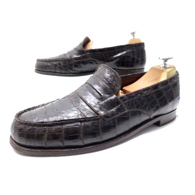 CHAUSSURES JM WESTON MOCASSINS 180 8.5C 42.5 CUIR CROCO LOAFERS SHOE 3790€