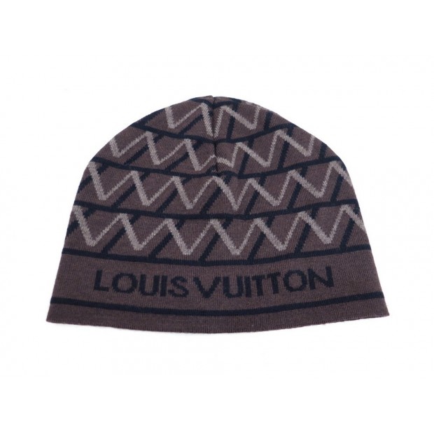 NEUF BONNET LOUIS VUITTON MAILLE LV ARCHITECTURE EN LAINE MARRON WOOL CAP 350€