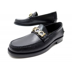 NEUF CHAUSSURES GUCCI MOCASSINS LOGO 700036 39 IT 40 FR CUIR LOAFERS SHOES 840€