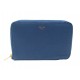 PORTEFEUILLE CELINE COMPACT ZIPPE EN CUIR GRAINE BLEU PORTE MONNAIE WALLET 550€