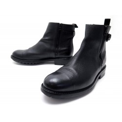 CHAUSSURES HESCHUNG BOTTINES 8.5 42.5 A BOUCLE EN CUIR NOIR BOOTS SHOES 600€