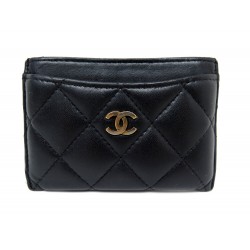 PORTE CARTES CHANEL CLASSIQUE EN CUIR MATELASSE NOIR LEATHER CARDS HOLDER 470€