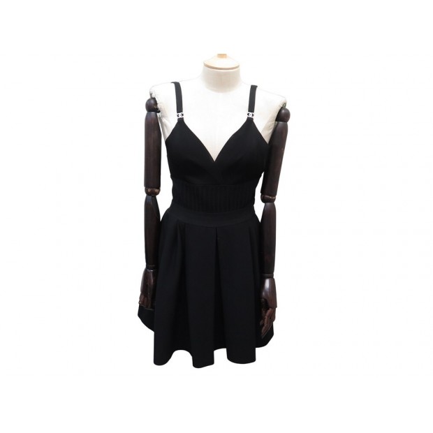 NEUF ROBE CHANEL A BRETELLES LOGO CC CRYSTAL P64361K60227 S 36 NEW DRESS 5200€