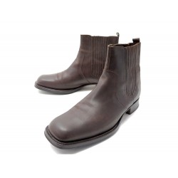 CHAUSSURES BOTTINES HERMES CHELSEA 44 CUIR MARRON BROWN LEATHER BOOTS 1150€