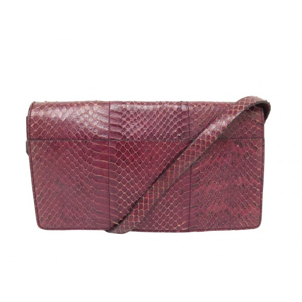 SAC A MAIN MIU MIU EN CUIR DE PYTHON & MESH BORDEAUX LEATHER HAND BAG