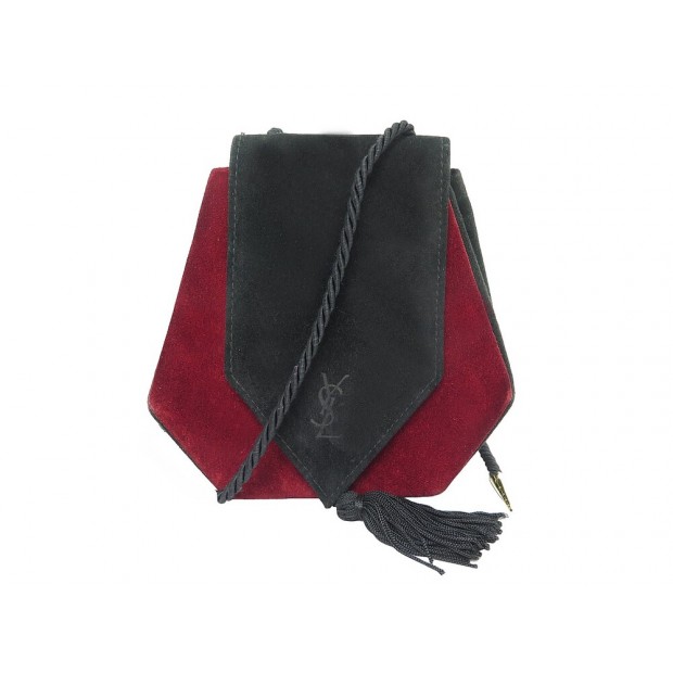 VINTAGE SAC A MAIN YVES SAINT LAURENT YSL EN DAIM ROUGE ET NOIR HAND BAG 815€