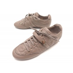 NEUF CHAUSSURES DIOR MACROCANNAGE NUDE 38 BASKETS EN CUIR VIEUX ROSE SHOES 890€