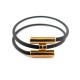 BRACELET HERMES TOURNIS PLAQUE OR T 18 EN TOILE NOIR BLACK GOLD STRAP 395€