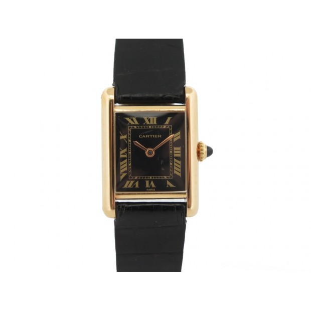 VINTAGE MONTRE CARTIER TANK PM 27 MM MECANIQUE EN OR JAUNE 18K LADY GOLD WATCH