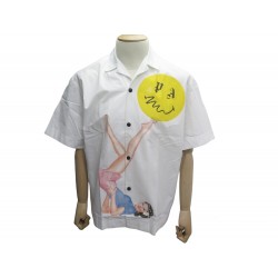 NEUF CHEMISE PALM ANGELS PIN UP PMGA087R21FAB00101 M 48 COTON BLANC SHIRT 745€