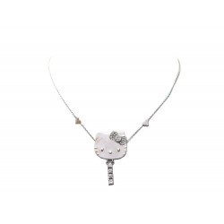 COLLIER VICTORIA CASAL PENDENTIF HELLO KITTY EN OR BLANC 18K DIAMANTS NECKLACE