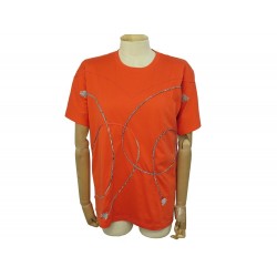 NEUF TSHIRT HERMES TUNIQUE BRODEE TWILLY S 36 EN COTON & SOIE ORANGE TOP 720€