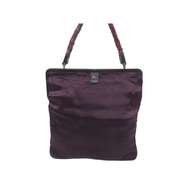 SAC A MAIN BURBERRY 23458 SATIN VIOLET ET CUIR PORTE EPAULE PURPLE HANDBAG 1500€