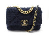  sac a main chanel 19 m tweed bleu marine